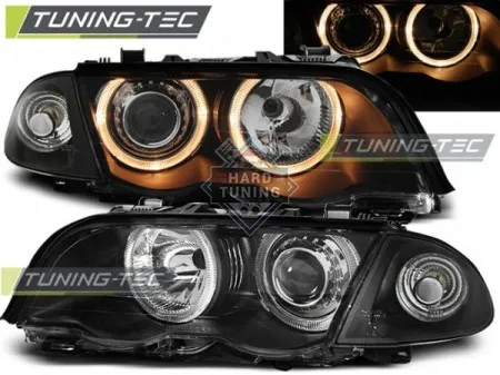 Передние фары BMW E46 (1999-2001) S/T HEADLIGHTS ANGEL EYES fits черные
