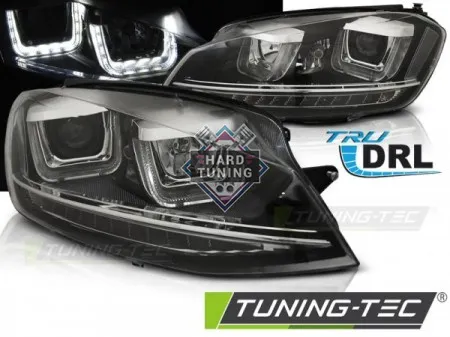 Передние фары Volkswagen Golf 7 (2012-2017) U-LED Light DRL черные