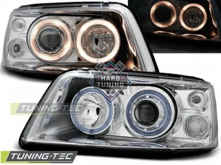 Передние фары Volkswagen T5 (2003-2009) Angel Eyes хром