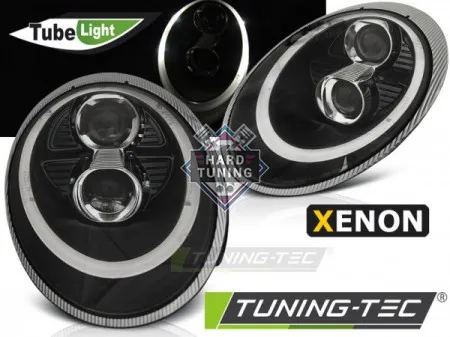 Передние фары Porsche 911 (997) (2004-2009) Xenon Tube Light черные