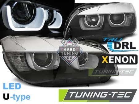 Передние фары BMW X1 E84 (2012-2014) XENON HEADLIGHTS U-LED LIGHT fits черные