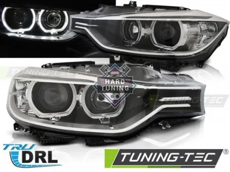 Передние фары BMW F30/F31 (2011-2015) HEADLIGHTS ANGEL EYES LED fits черные
