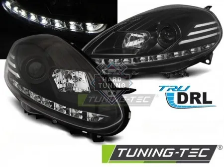 Передние фары Fiat Punto 3 EVO (2009-2012) DRL LED черные