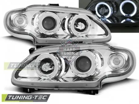 Передние фары Renault Megane/Scenic (1996-1999) Angel Eyes хром