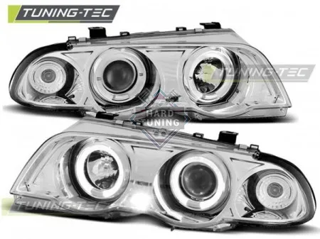 Передние фары BMW E46 (1999-2001) S/T HEADLIGHTS ANGEL EYES fits хром