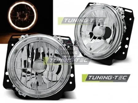 Передние фары Volkswagen Golf 2 (1983-1991) Angel Eyes хром
