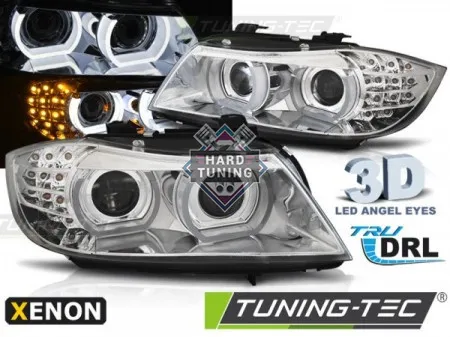Передние фары BMW E90/E91 (2009-2011) XENON HEADLIGHTS ANGEL EYES LED DRL fits хром