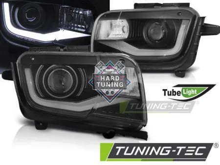Передние фары Chevrolet Camaro 5 (2009-2013) Tube Light черные