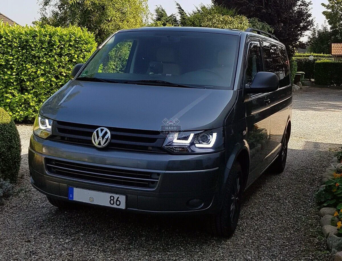 Передние фары Volkswagen T5 (2010-2015) U-LED Light черные