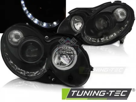 Передние фары Mercedes CLK W209 (2003-2010) Daylight черные