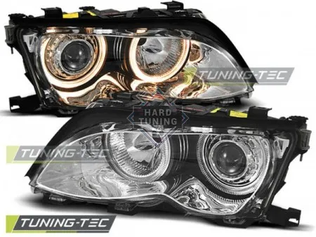 Передние фары BMW E46 (2001-2005) S/T HEADLIGHTS ANGEL EYES fits хром