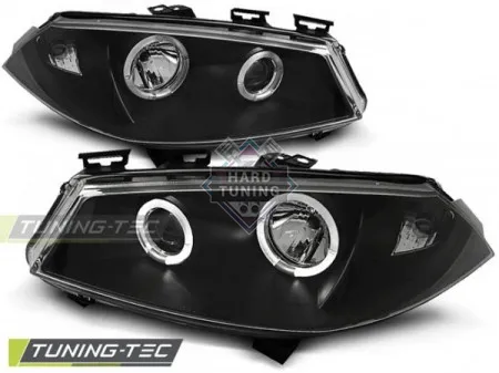 Передние фары Renault Megane 2 (2002-2005) Angel Eyes черные