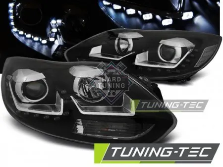 Передние фары Ford Focus 3 (2011- 2014) Daylight черные