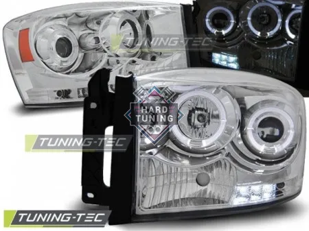 Передние фары Dodge Ram (2006-2008) Angel Eyes хром