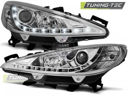 Передние фары Peugeot 207 (2006-2012) Daylight W/Motor хром