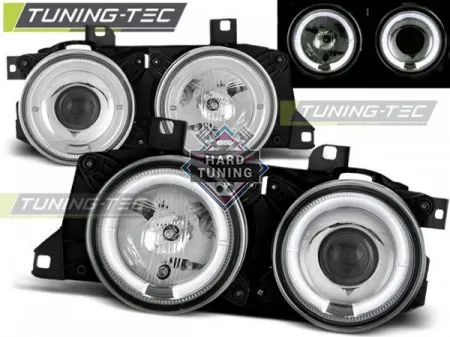 Передние фары BMW E32/E34 HEADLIGHTS ANGEL EYES fits хром