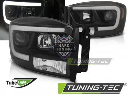 Передние фары Dodge Ram (2006-2008) Tube Light черные
