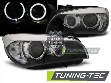 Передние фары BMW X1 E84 (2009-2012) HEADLIGHTS ANGEL EYES LED fits черные