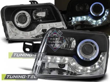 Передние фары Fiat Panda 2 (2003-2012) Daylight черные
