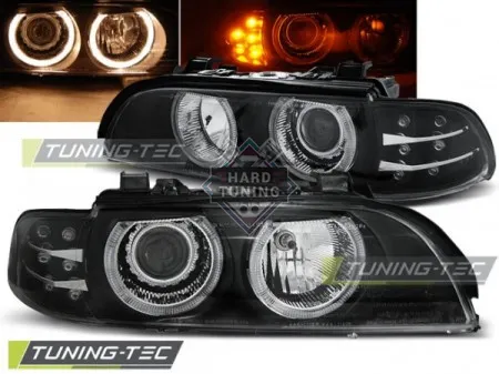 Передние фары BMW E39 (1995-2003) HEADLIGHTS ANGEL EYES LED INDICATOR черные