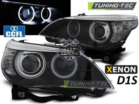 Передние фары BMW E60/E61 (2005-2007) XENON HEADLIGHTS D1S ANGEL EYES CCFL fits черные
