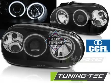 Передние фары Volkswagen Golf 4 (1997-2003) Angel Eyes CCFL черные