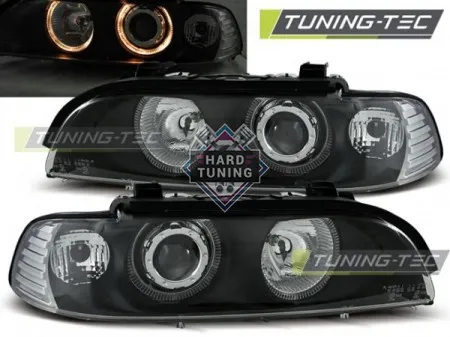 Передние фары BMW E39 (1995-2003) HEADLIGHTS ANGEL EYES fits черные