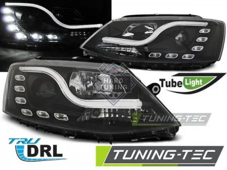 Передние фары Volkswagen Jetta 6 (2011-2018) Tube Light DRL черные