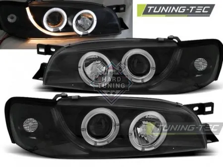 Передние фары Subaru Impreza (1993-2000) Angel Eyes черные