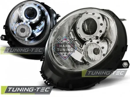 Передние фары BMW MINI (COOPER) (2006-2014) HEADLIGHTS ANGEL EYES fits хром