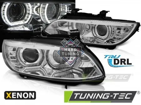 Передние фары BMW E92/E93 (2006-2010) XENON HEADLIGHTS ANGEL EYES LED fits хром