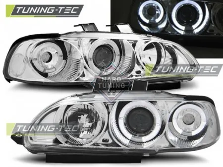 Передние фары Honda Civic 5 4D (1991-1995) Angel Eyes хром