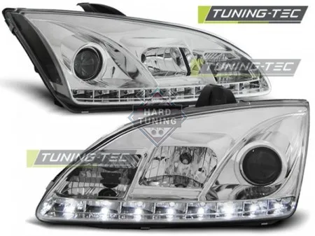 Передние фары FORD FOCUS 2 (2004-2008) DAYLIGHT хром