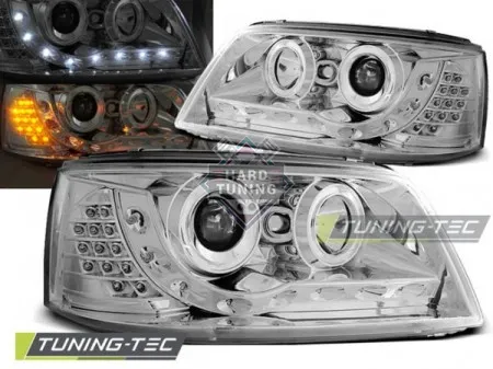 Передние фары Volkswagen T5 (2003-2009) Daylight хром