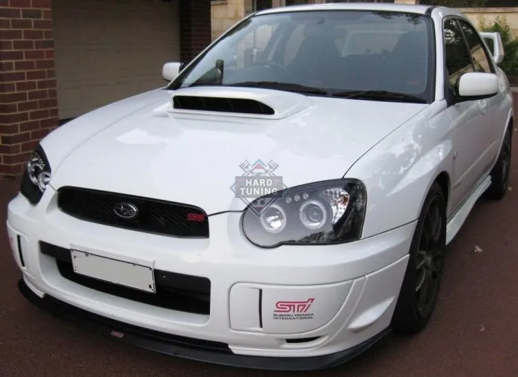 Передние фары Subaru Impreza 2 GD (2003-2005) Angel Eyes черные