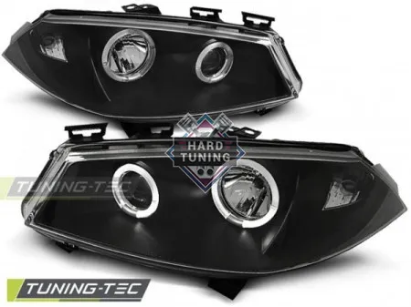Передние фары Renault Megane 2 (2002-2005) Angel Eyes черные
