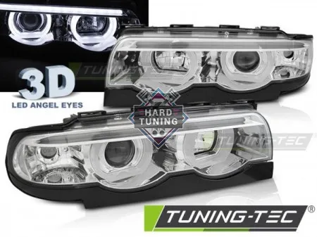 Передние фары BMW E38 (1994-2001) HEADLIGHTS ANGEL EYES LED 3D fits хром