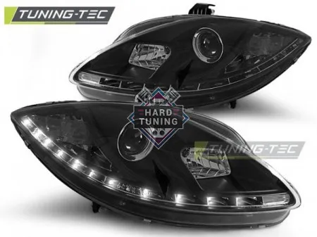 Передние фары Seat Leon / Altea / Toledo (2005-2009) Daylight черные