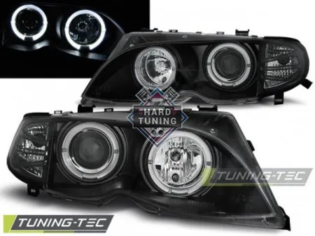 Передние фары BMW E46 (2001-2005) HEADLIGHTS ANGEL EYES fits черные