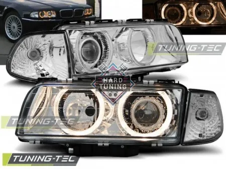 Передние фары BMW E38 (1994-1998) HEADLIGHTS ANGEL EYES fits хром