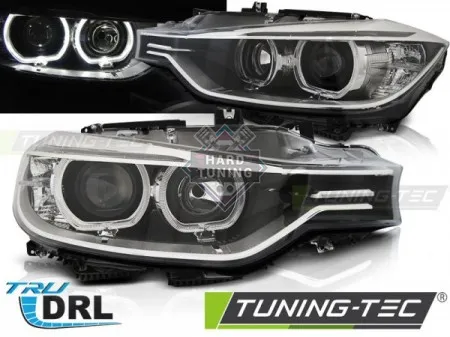 Передние фары BMW F30/F31 (2011-2015) HEADLIGHTS ANGEL EYES LED fits черные