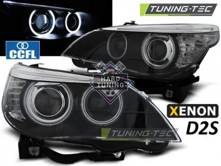 Передние фары BMW E60/E61 (2003-2004) XENON HEADLIGHTS D2S ANGEL EYES CCFL fits черные