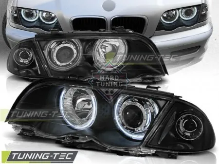 Передние фары BMW E46 (1999-2001) S/T HEADLIGHTS ANGEL EYES CCFL fits черные