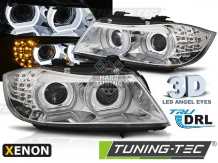Передние фары BMW E90/E91 (2009-2011) XENON HEADLIGHTS ANGEL EYES LED DRL fits хром