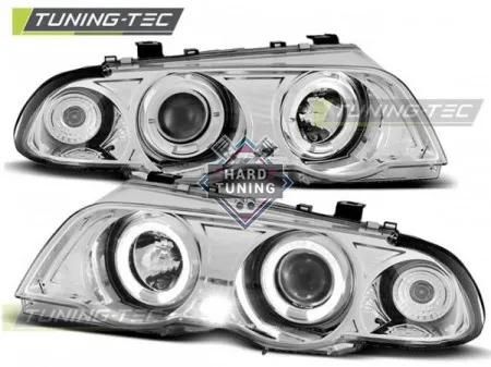 Передние фары BMW E46 (1999-2001) S/T HEADLIGHTS ANGEL EYES fits хром