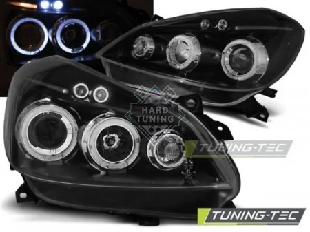Передние фары Renault Clio 3 (2005-2009) Angel Eyes черные
