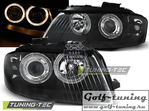 Передние фары Audi A3 8P 2003-2008 ANGEL EYES черные