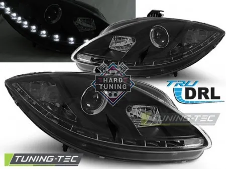 Передние фары Seat Leon / Altea (2009-2012) True DRL черные