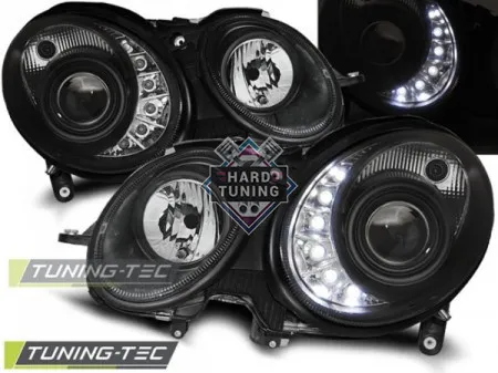 Передние фары Mercedes W211 (2005-2009) Daylight черные
