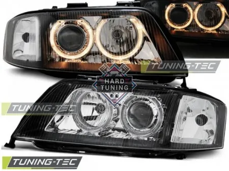 Передние фары AUDI A6 С5 1997-1999 HEADLIGHTS ANGEL EYES fits черные